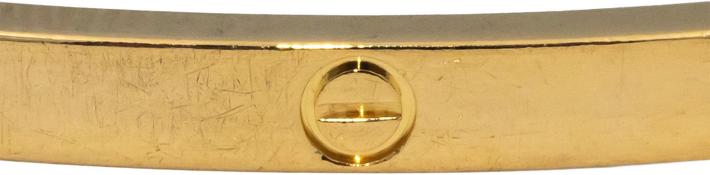 CARTIER 18k Gold Love Collection Screw Motif 4.0mm Bangle Bracelet Size 21