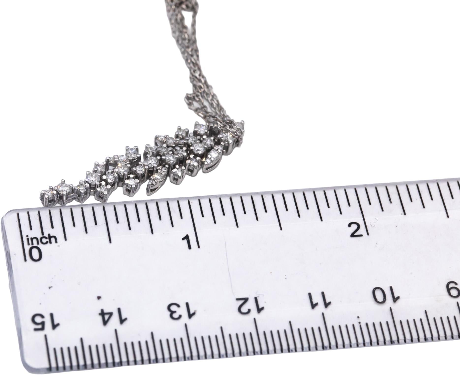 14k White Gold Round Diamond Cluster Pendant Double Chain Necklace 0.35CT