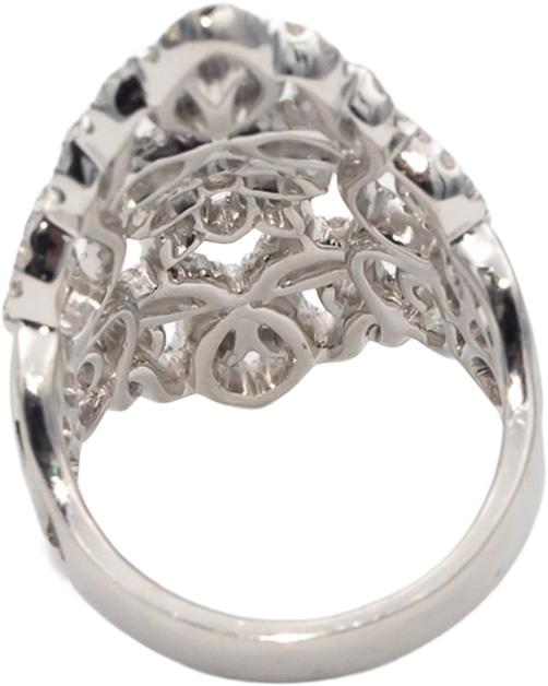 14k White Gold Round Diamond Filigree Cocktail Ring 1.25CT Size 7