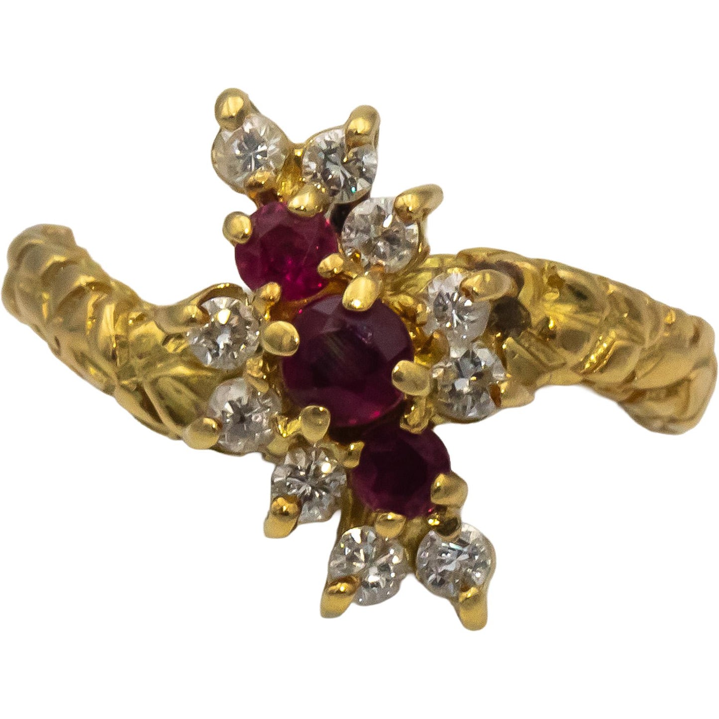 18k Yellow Gold Round Ruby and Diamond Cocktail Ring 0.50CT Size 5.5