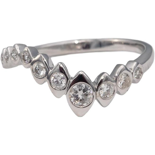 18k White Gold Round Bezel Set Diamond Band Ring 0.30CT Size 7