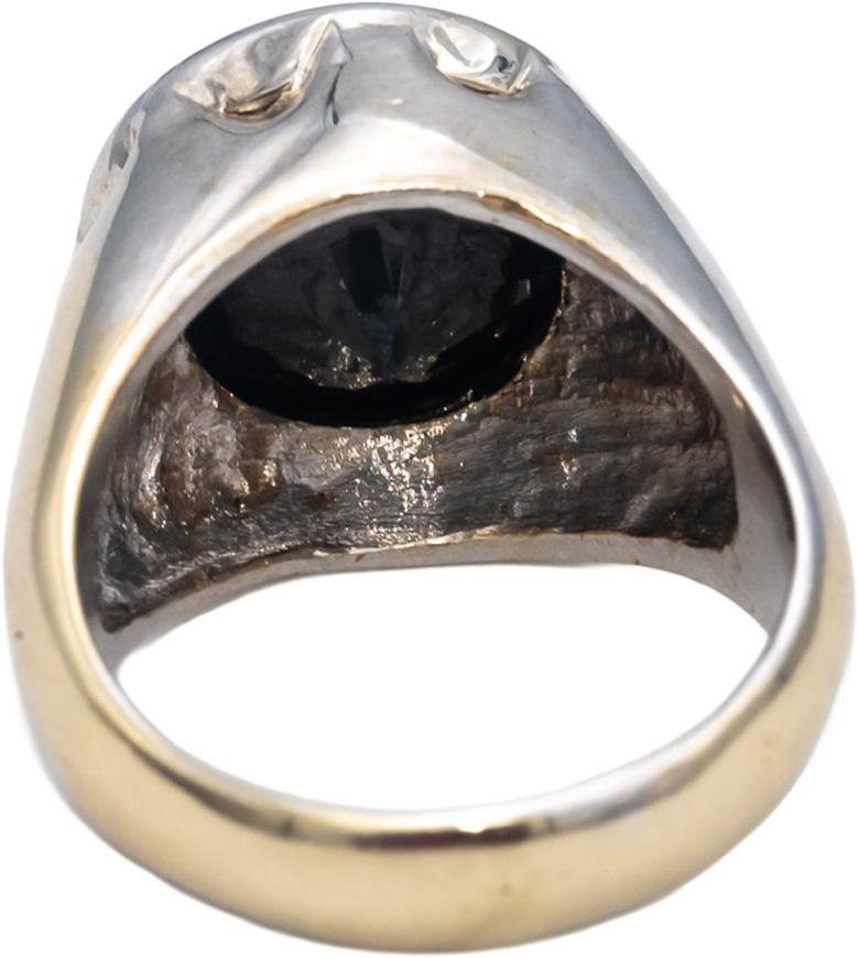 18k White Gold Round Bezel Set Black Diamond Solitaire Ring 12.0CT Size 10