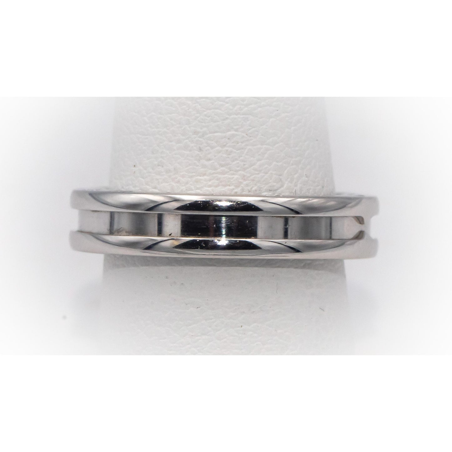 BVLGARI Designer 18k White Gold B.zero1 Band Ring Size 7.75 Euro Size 56
