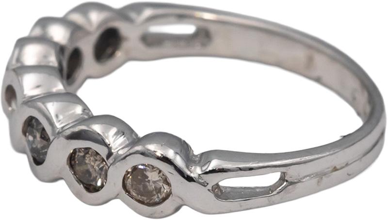 14k White Gold Round Bezel Set Diamond Band Ring 0.35CT Size 4.75