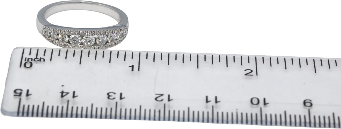 18k White Gold VS Round Diamond Band Ring 0.55CT Size 6.75