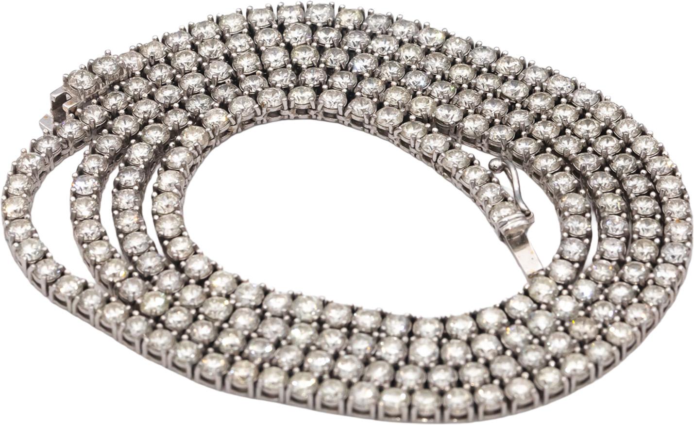 14k White Gold Lab-Grown Round Diamond Tennis Necklace 20.0CTW