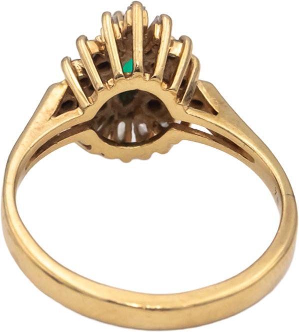 14k Yellow Gold Diamond & Emerald Halo Ring 0.90CTW Size 8.5