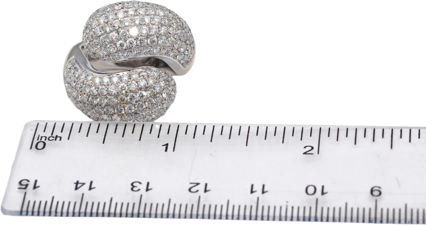 18k White Gold Round Diamond Cluster Pave Bypass Ring 3.93CT Size 6.75