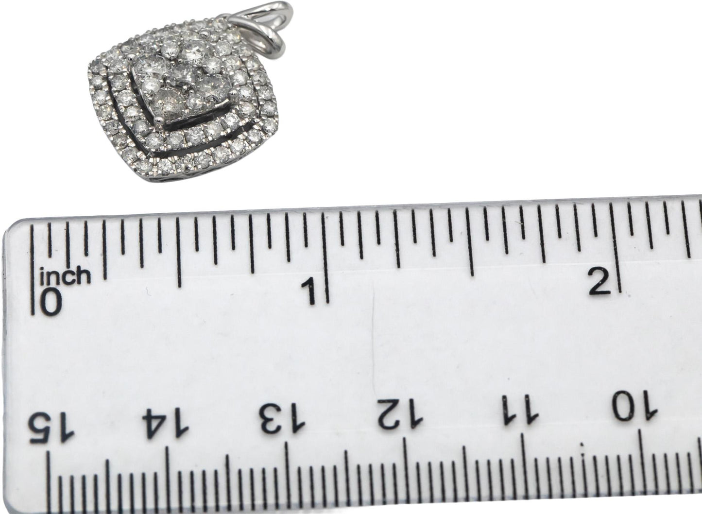 10k White Gold Round Diamond Cluster Pendant 1.33CT