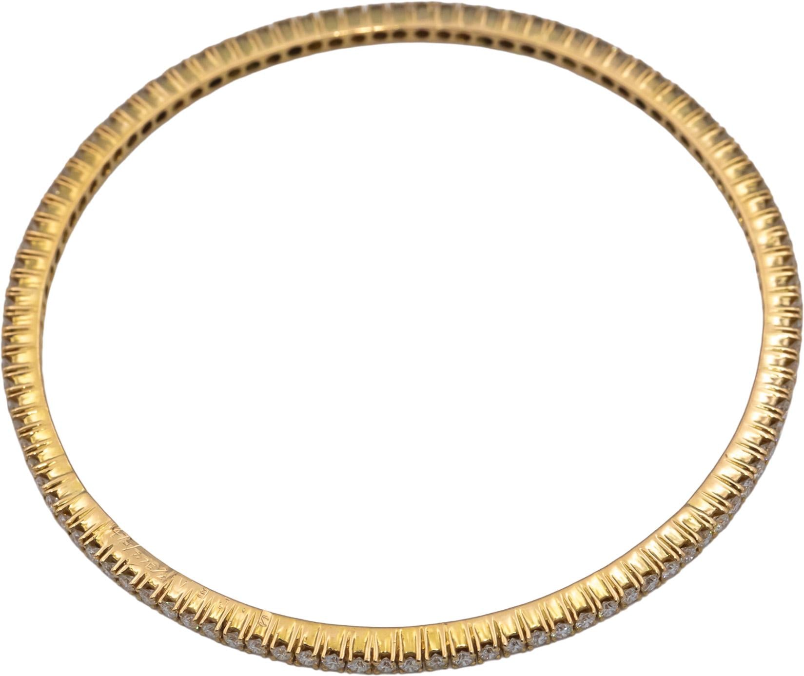 18k Yellow Gold VS Round Diamond Eternity Stackable Bangle Bracelet 2.0CT