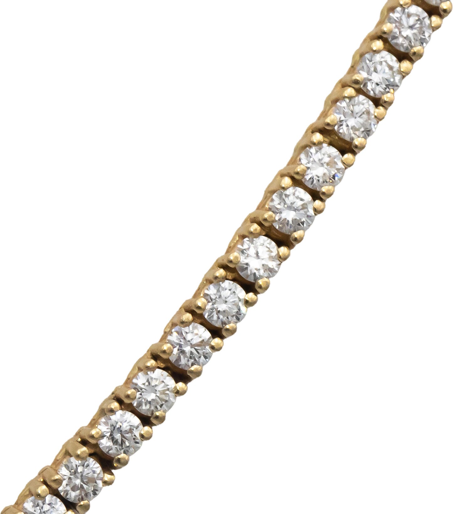 14k Yellow Gold VS Round Diamond Tennis Necklace 11.06CT