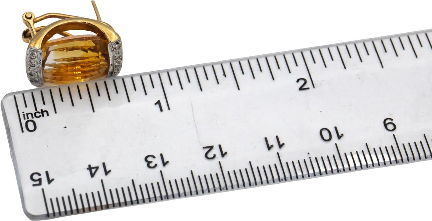 14k Yellow and White Gold Citrine and Diamond Earrings 13.08CTW