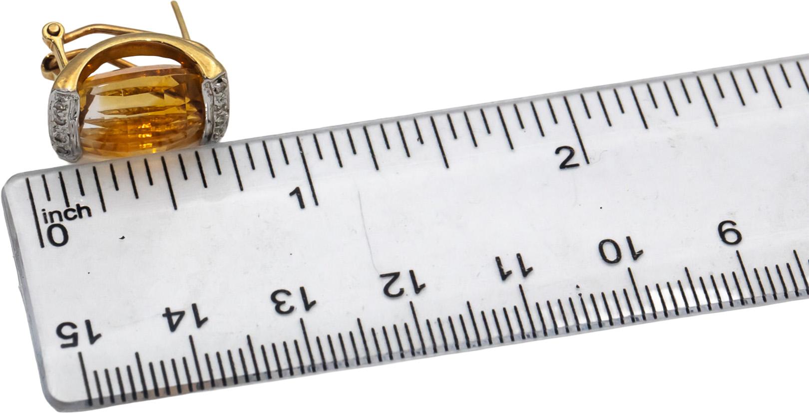 14k Yellow and White Gold Citrine and Diamond Earrings 13.08CTW