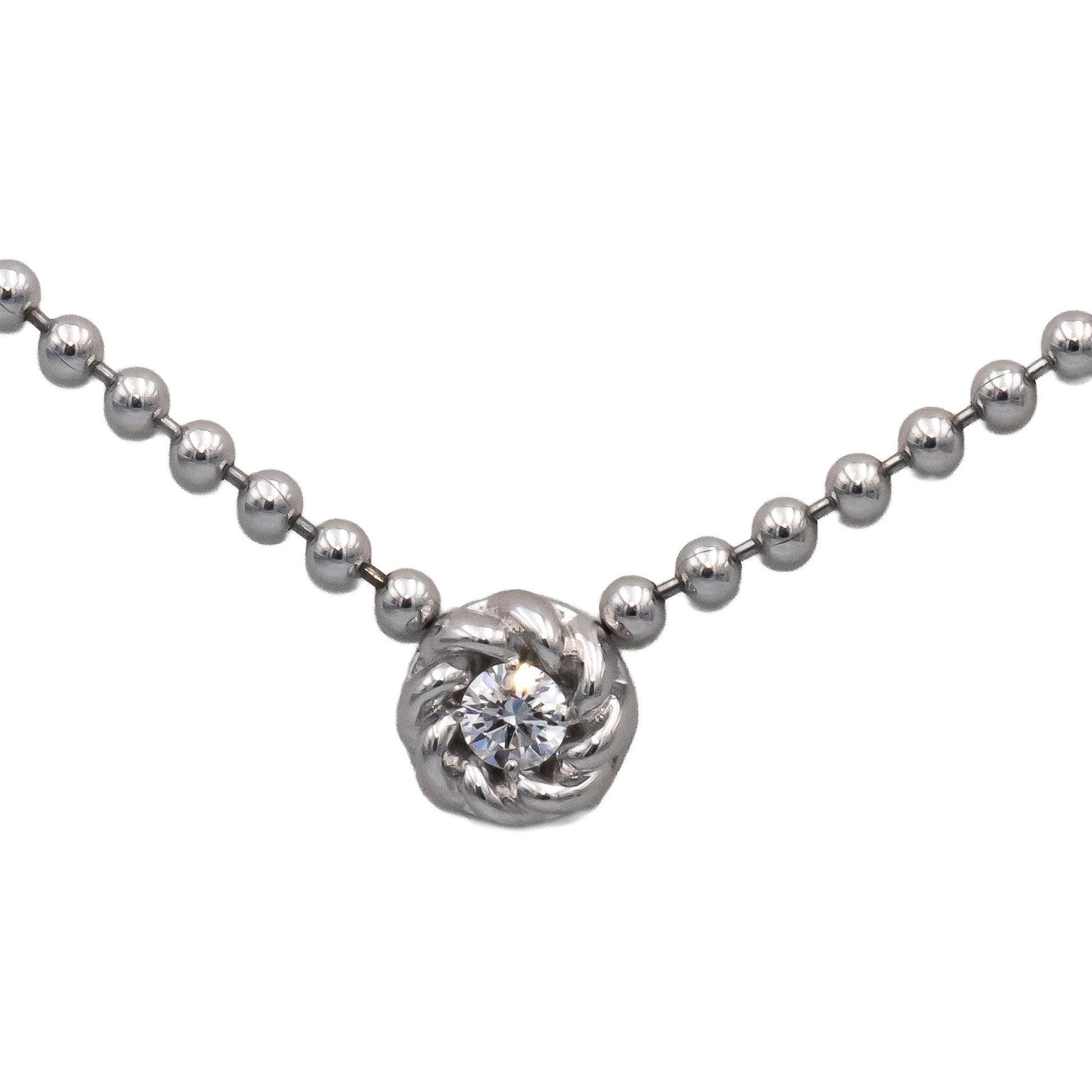 ROBERTO COIN 18k White Gold VS Round Diamond Beaded Station Necklace 0.10CT