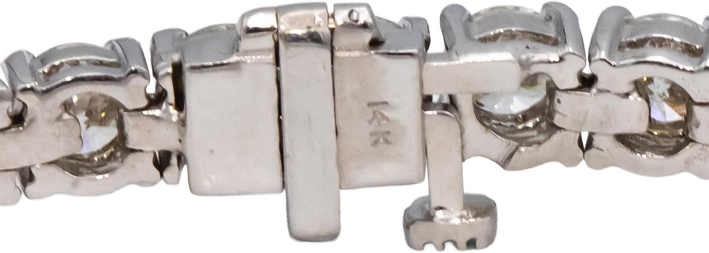 14k White Gold Round Diamond Tennis Bracelet 8.76CT