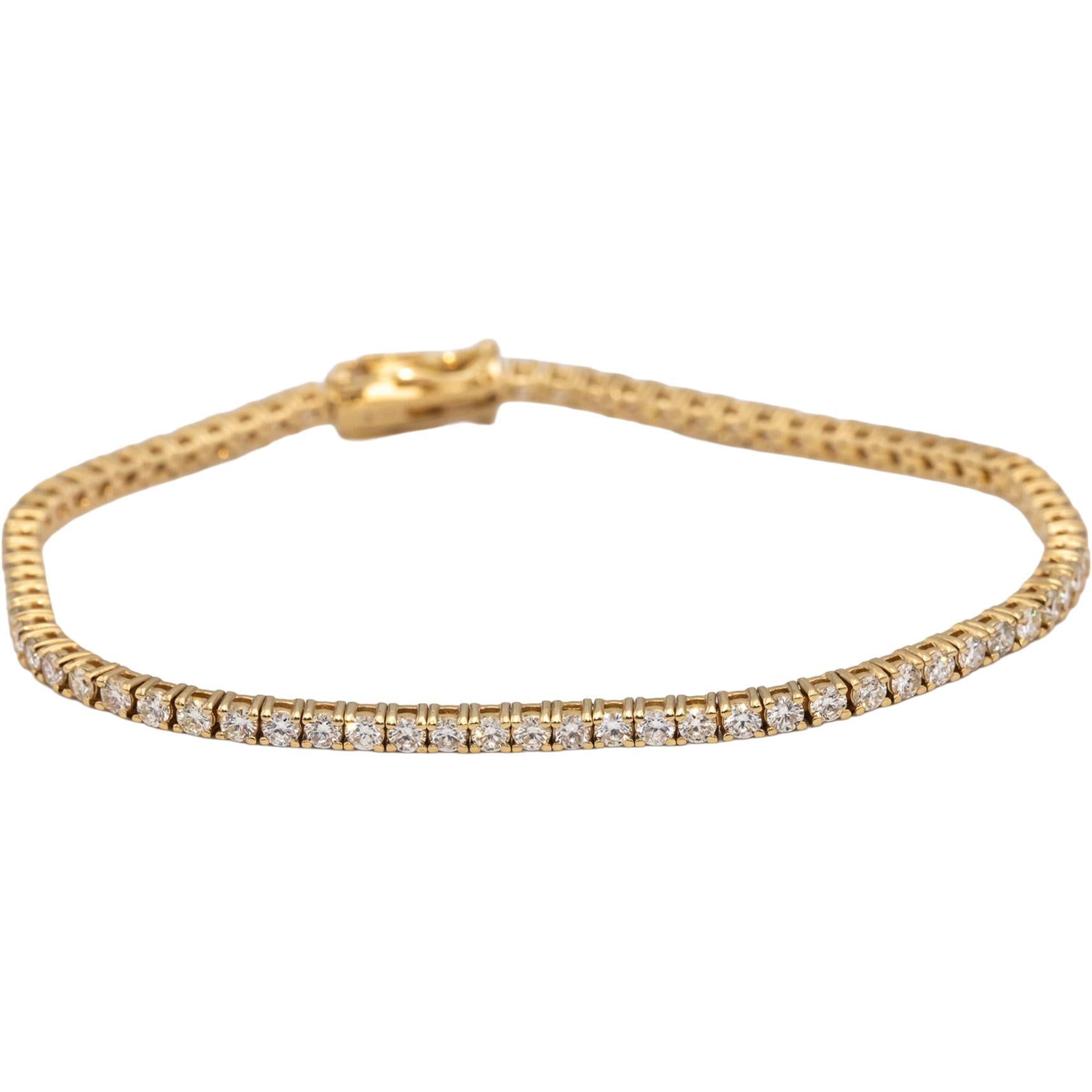 14k Yellow Gold VS Round Diamond Tennis Bracelet 2.95CT