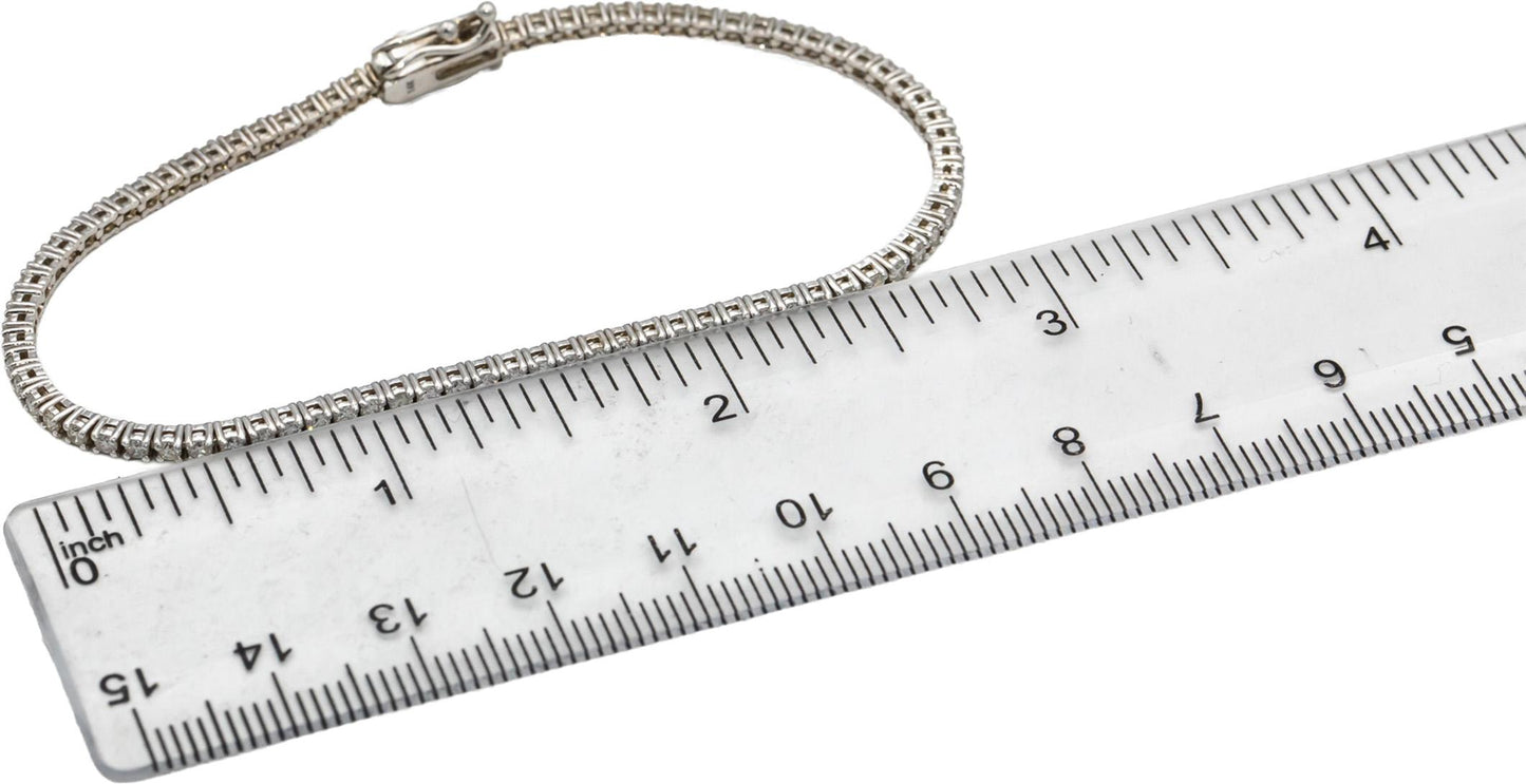 14k White Gold Round Diamond Tennis Bracelet 1.90CT