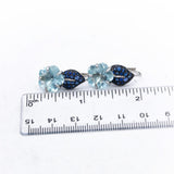 CHANEL Vintage 18k White Gold Camelia Aquamarine & Sapphire Flower Earrings