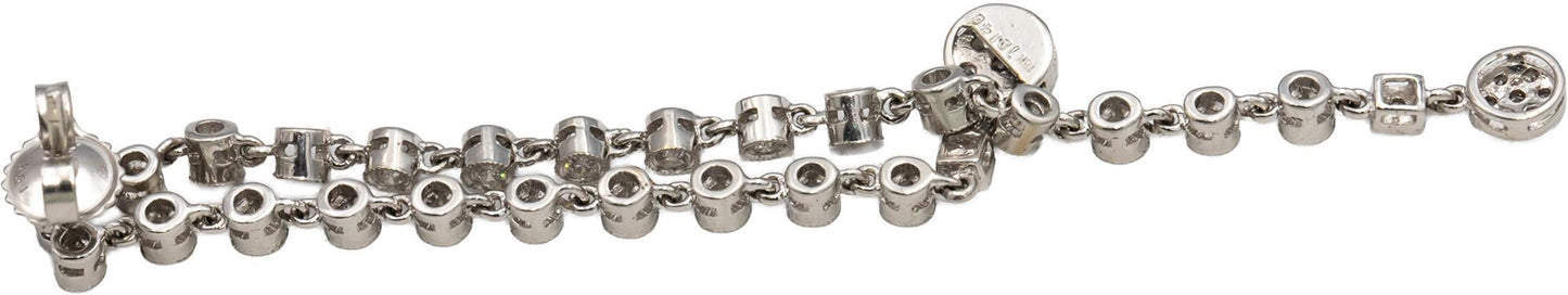 18k White Gold Round Diamond Drop Dangle Earrings 1.46CT