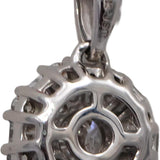 10k White Gold Round Baguette Diamond Cluster Starburst Pendant Necklace 0.76CT