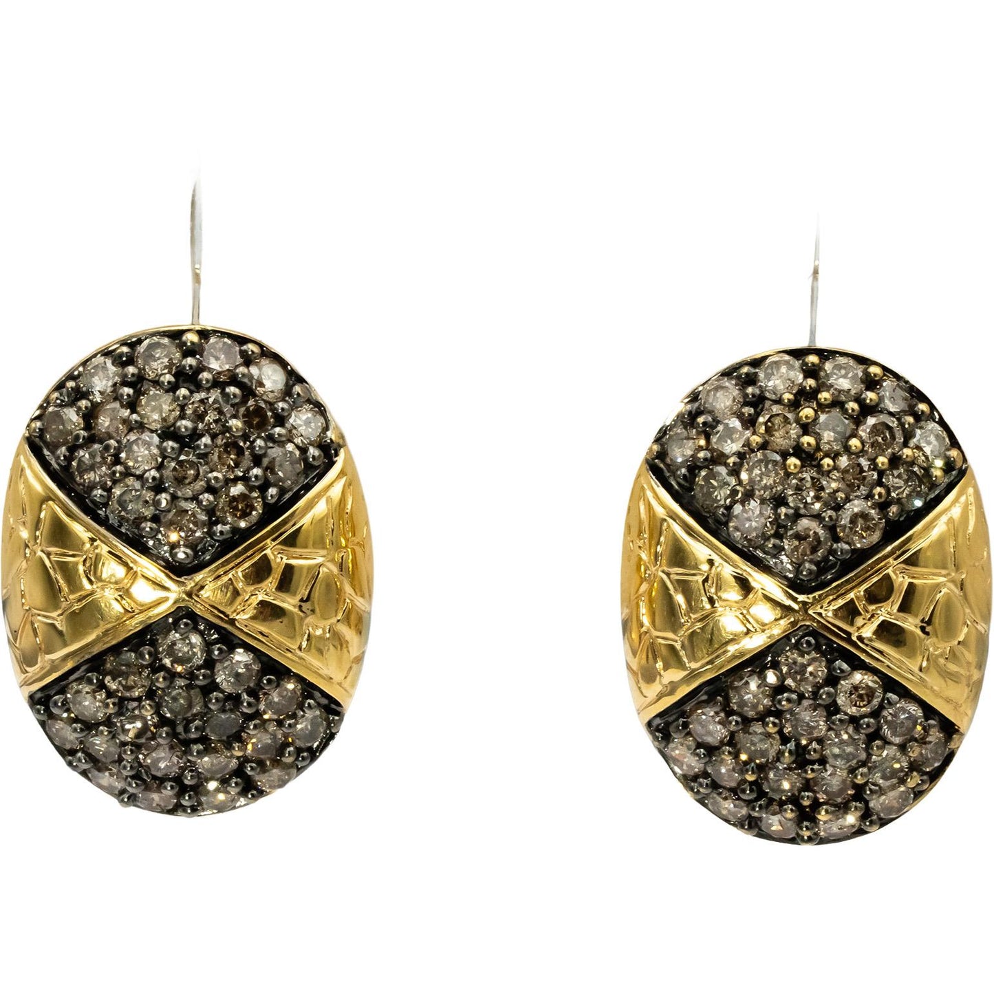 14k Yellow Gold Round Diamond Cluster Earrings 1.50CT