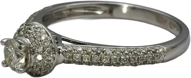 14k White Gold Round Diamond Halo Engagement Ring 0.50CT Size 7