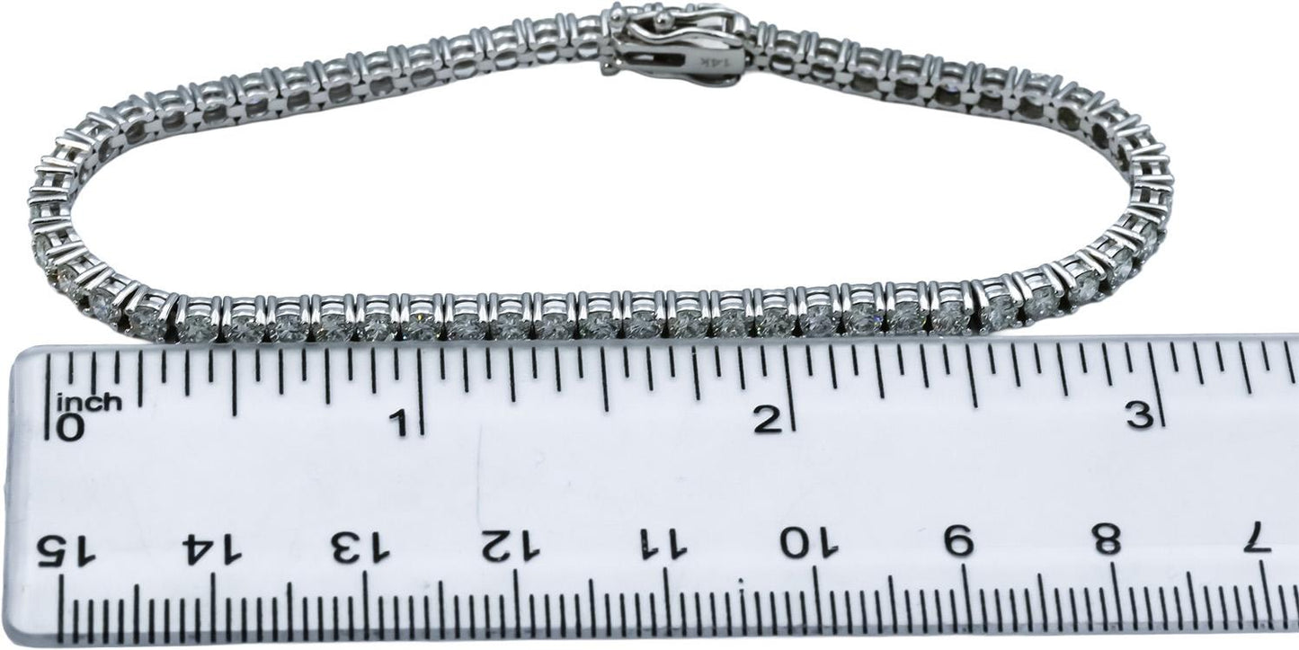 14k White Gold VS Round Diamond Tennis Bracelet 4.95CT
