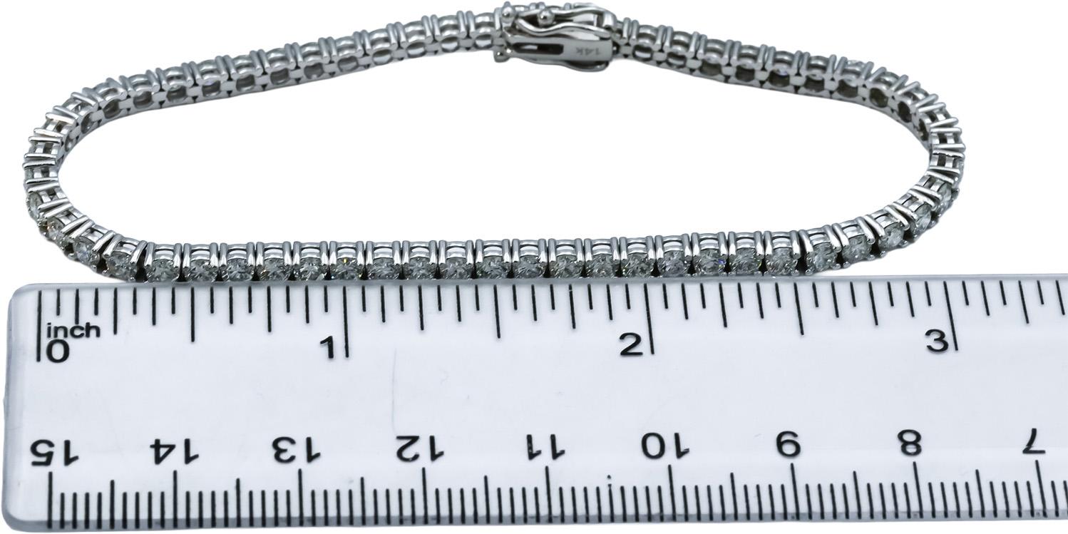 14k White Gold VS Round Diamond Tennis Bracelet 4.95CT
