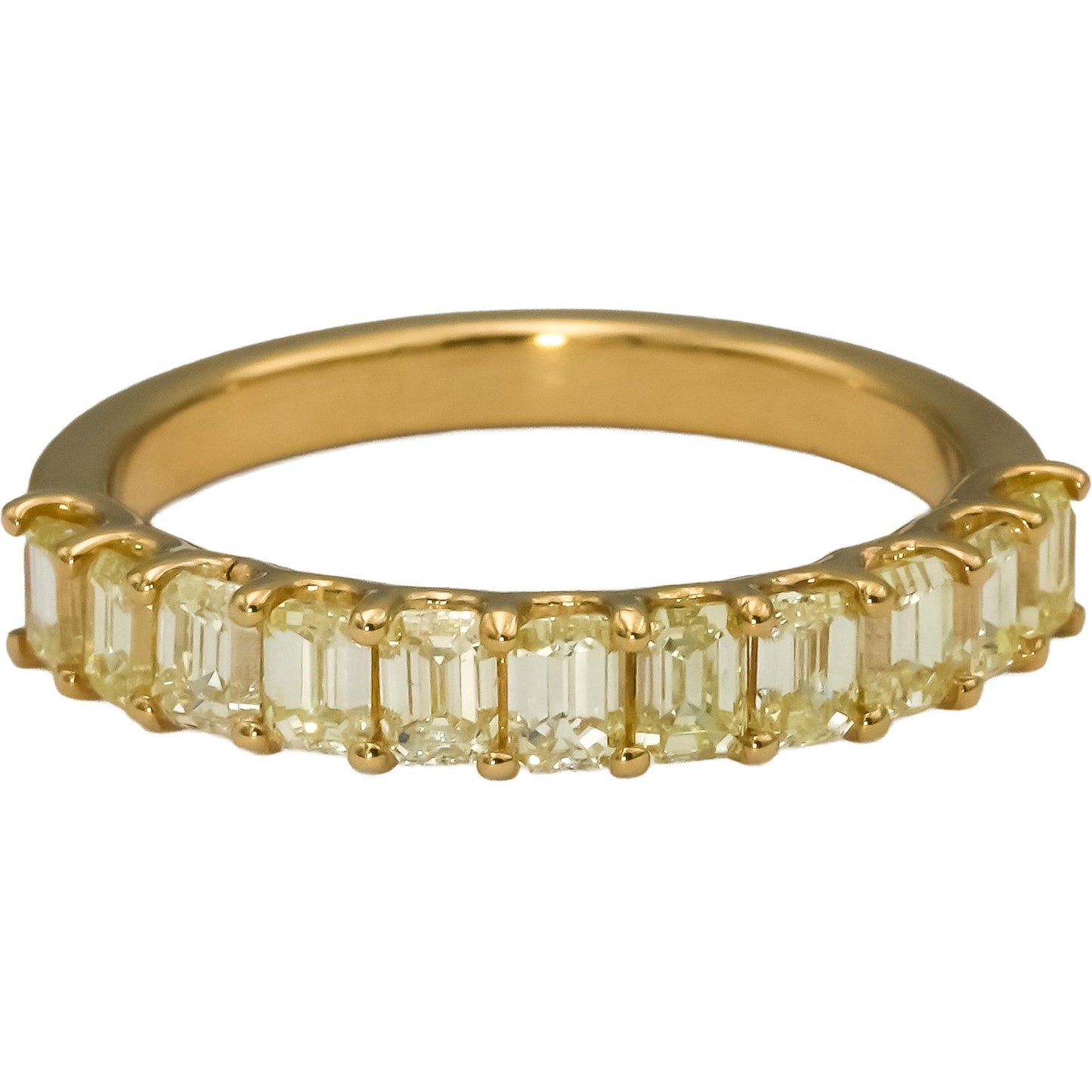 14k Yellow Gold VS Light Yellow Emerald Cut Diamond Band Ring 1.56CT Size 7