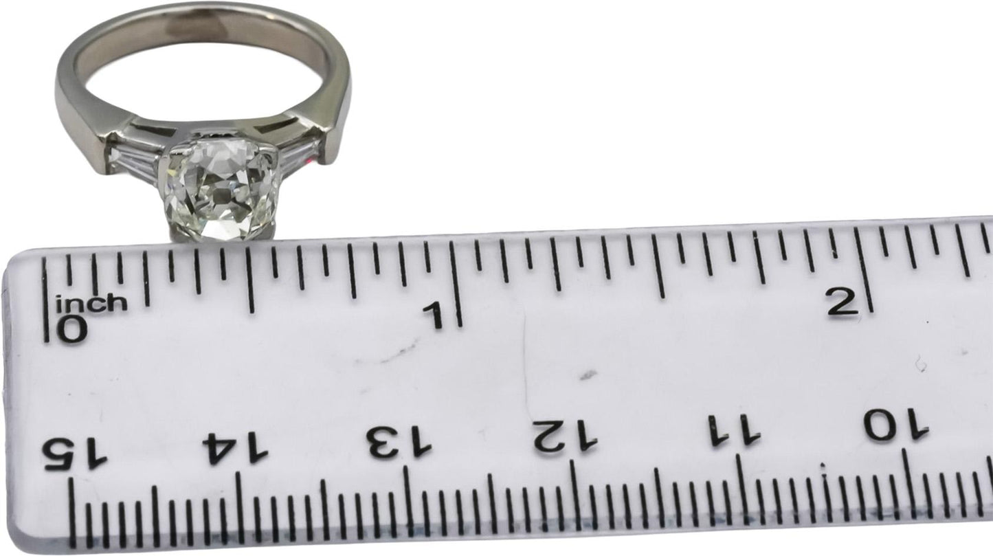 GIA Platinum SI1/J Old Mine Diamond Engagement Ring 2.32CT w/ 2.02CT Center