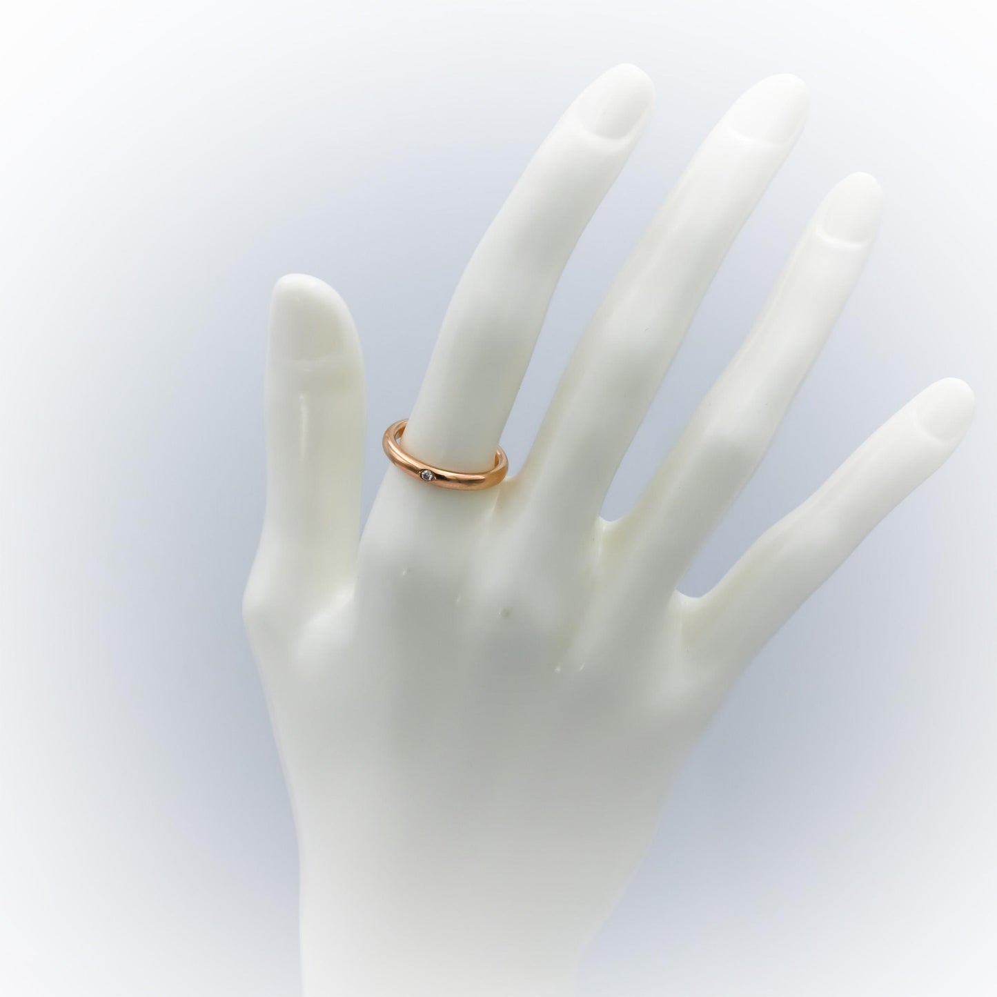 TIFFANY & CO. 18k Rose Gold VS Round Diamond Solitaire Band Ring 0.02CT Size 6