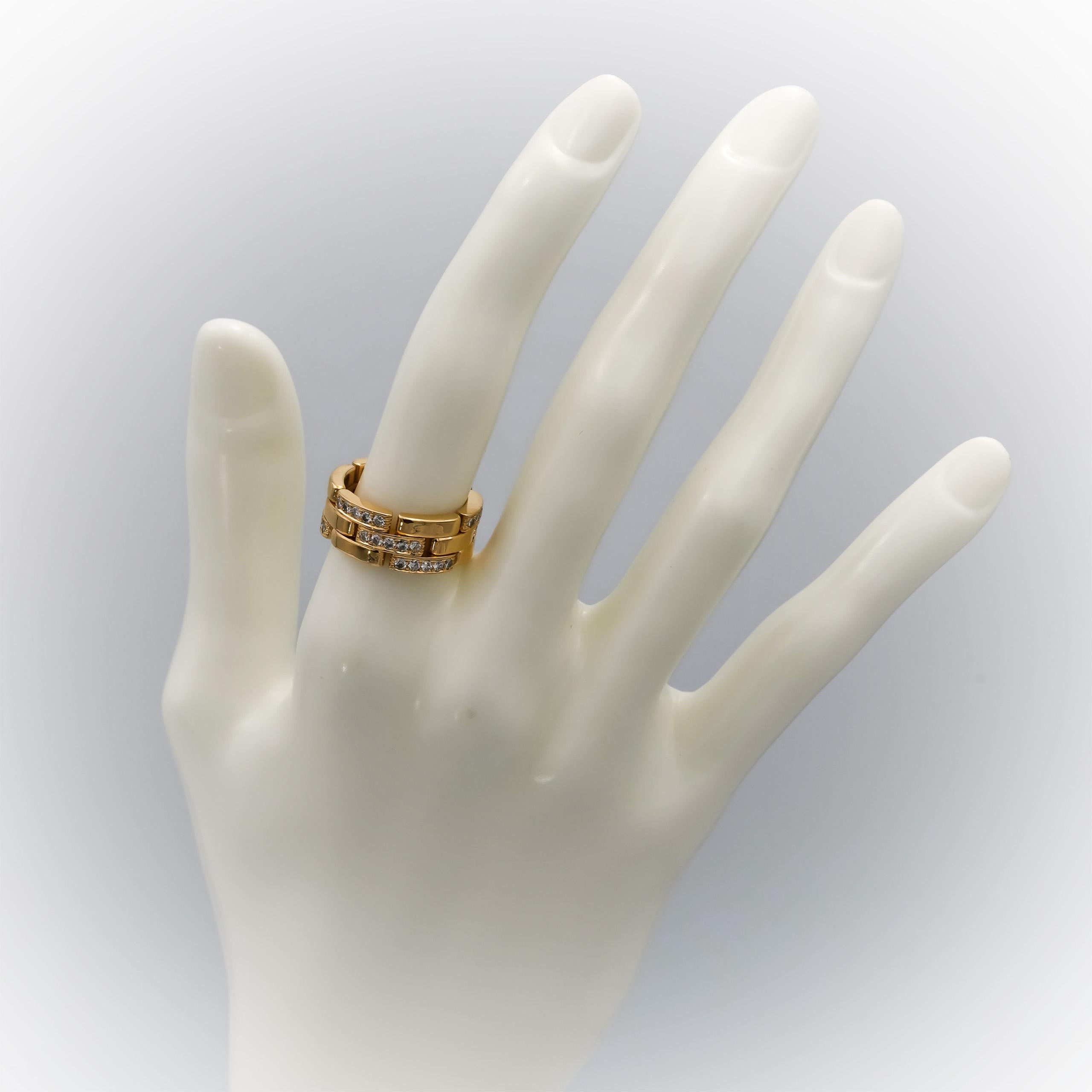 CARTIER 18k Yellow Gold VS Round Diamond Maillon Panthere Ring .90CT Size 53