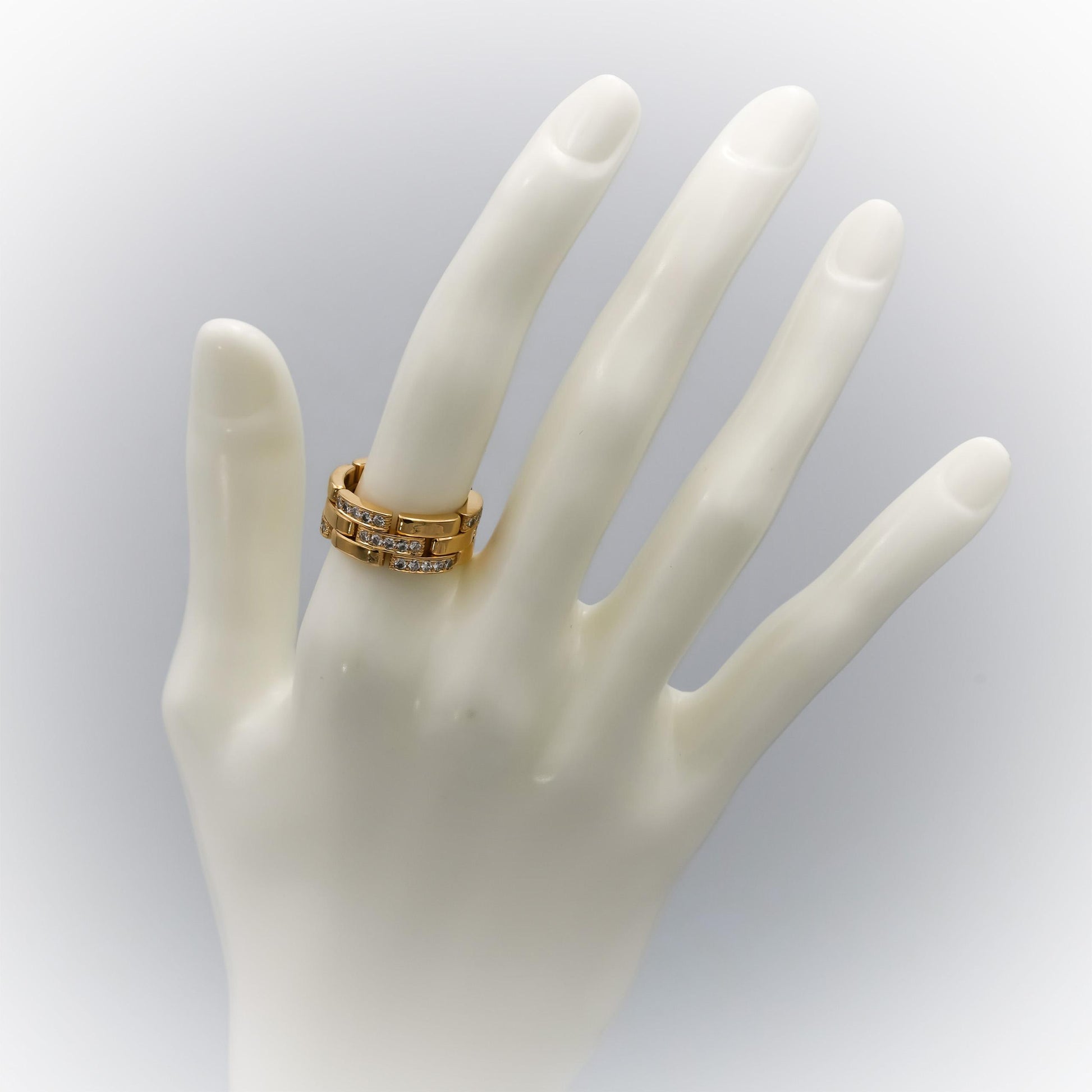 CARTIER 18k Yellow Gold VS Round Diamond Maillon Panthere Ring .90CT Size 53