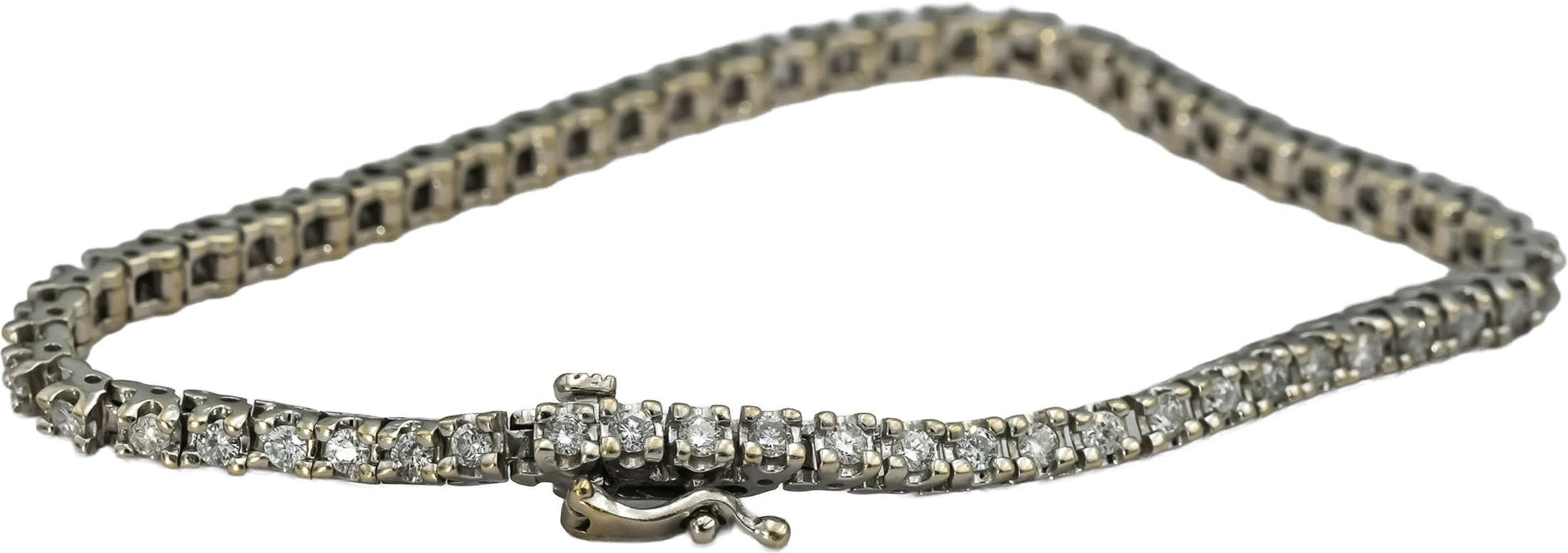 14k White Gold Round Diamond Tennis Bracelet 2.10CT