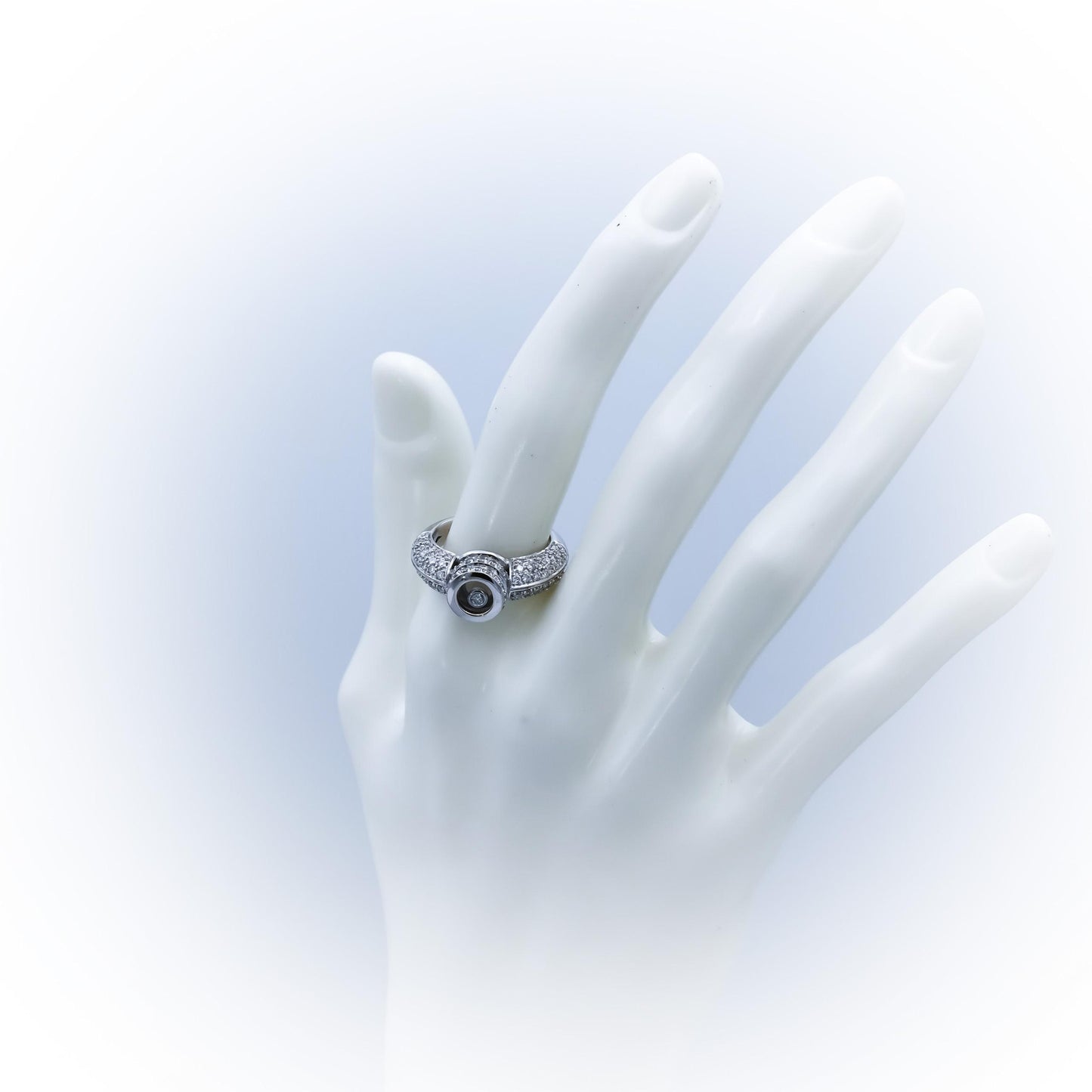 18k White Gold Round Floating Diamond Ring 1.0CT Size 7