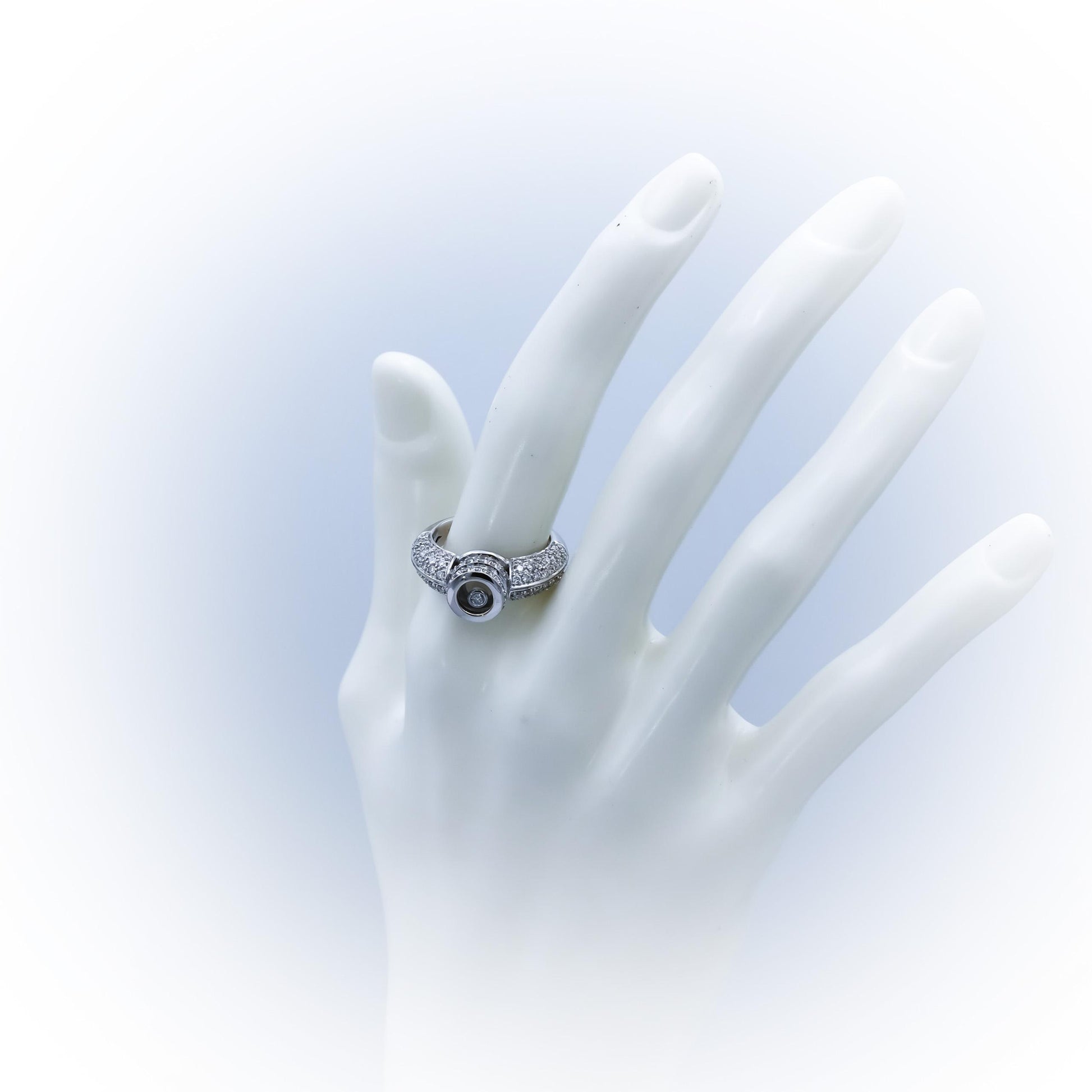 18k White Gold Round Floating Diamond Ring 1.0CT Size 7
