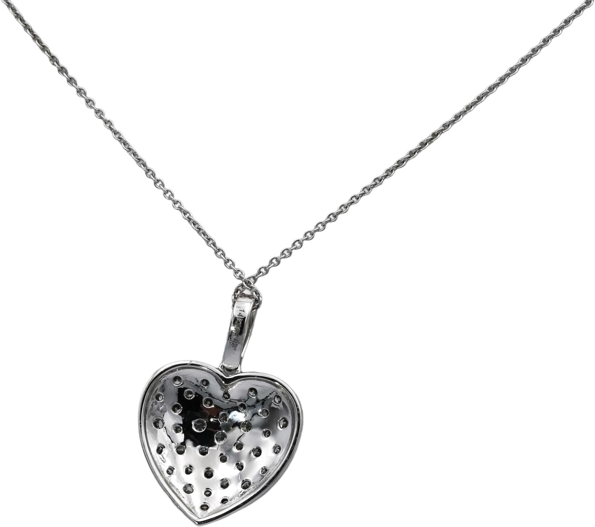 14k White Gold & Rhodium Diamond Heart Pendant Necklace 0.25CT