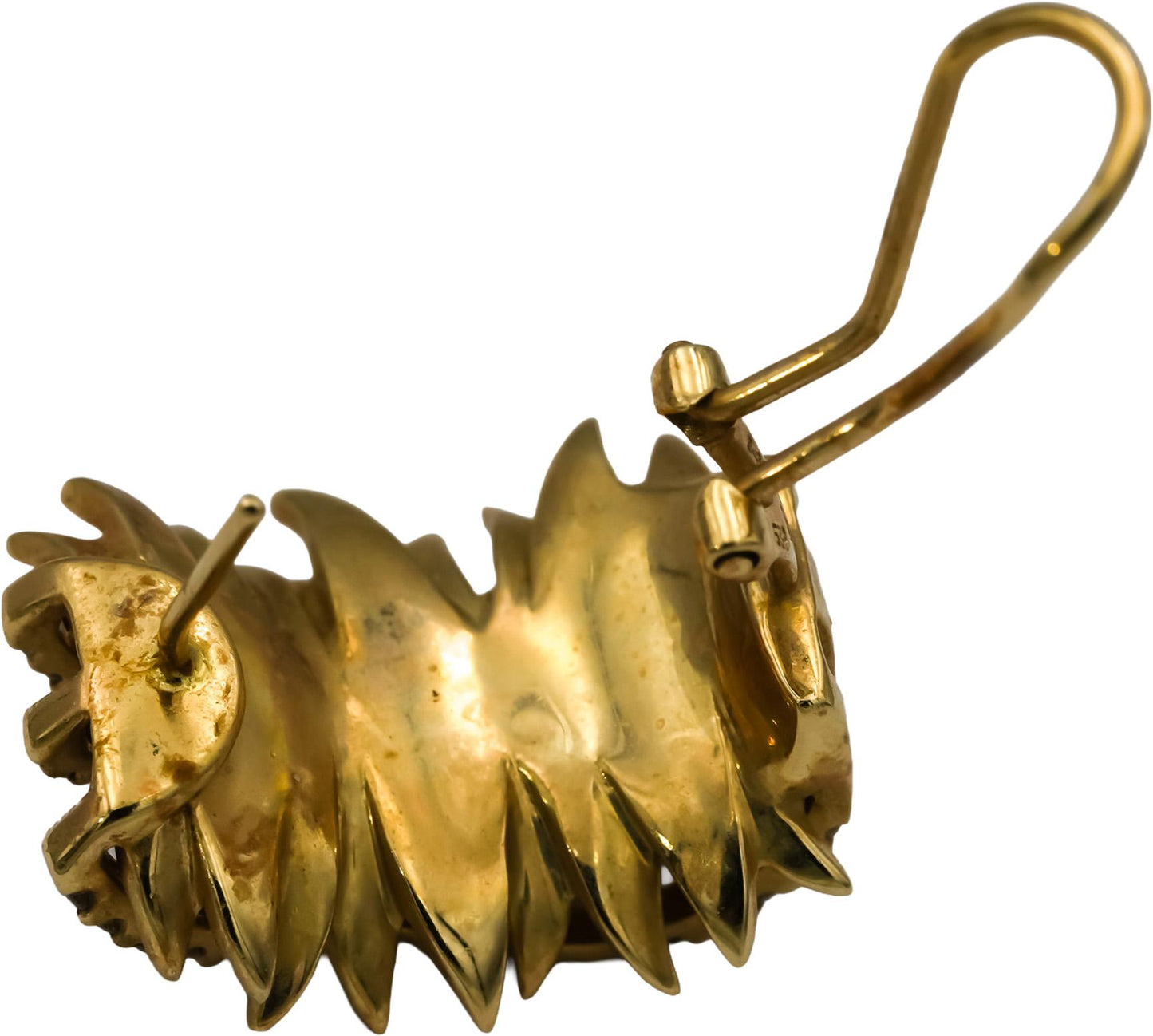 14k Yellow Gold Round Diamond Floral Curved Earrings 1.50CT