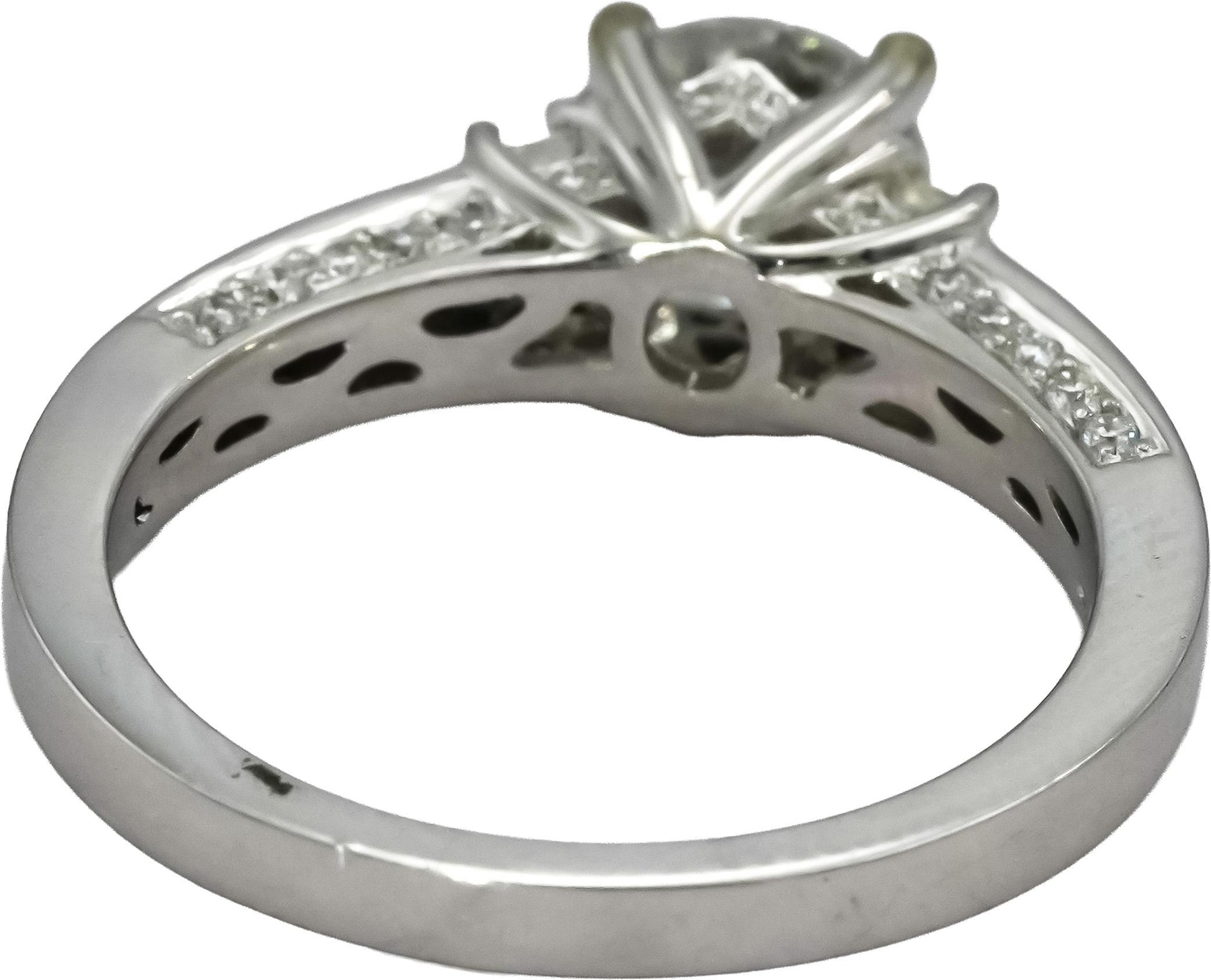 18k White Gold Diamond Engagement Ring 1.36CT w/ 1.06CT Center Size 6.75