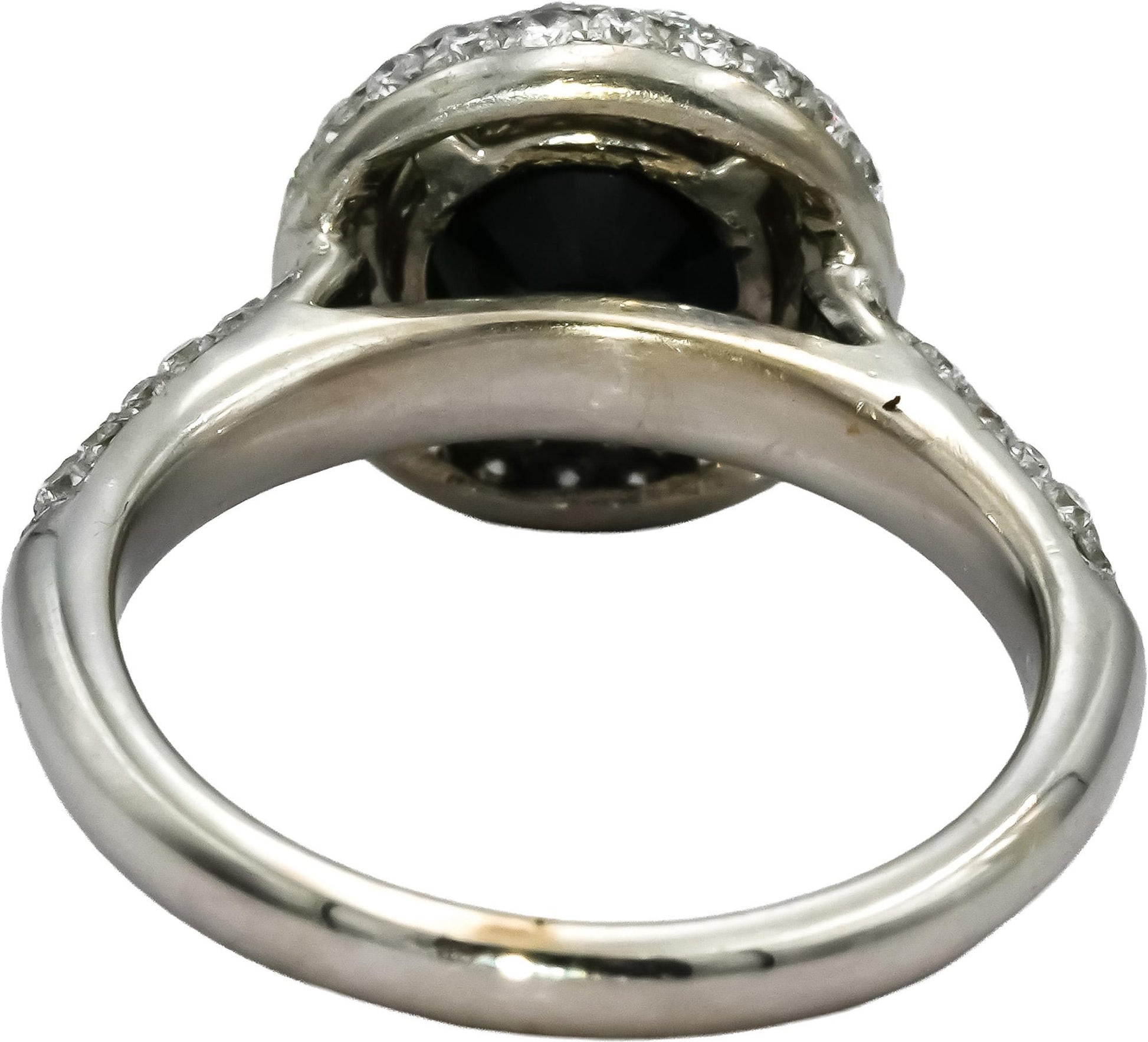 18k White Gold Diamond and Blue Sapphire Halo Cocktail Ring 3.0CT Size 4.5