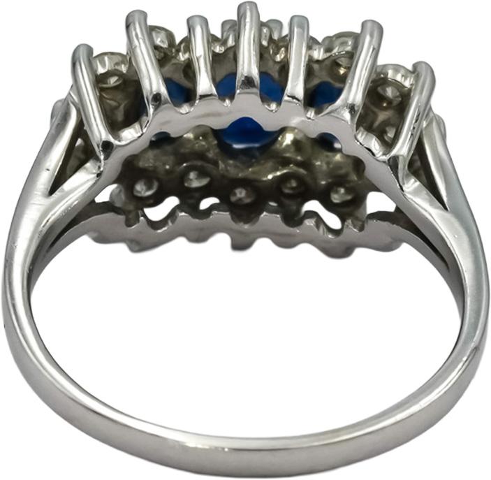 14k White Gold Blue Sapphire and Diamond Cocktail Ring 1.50CT Size 7