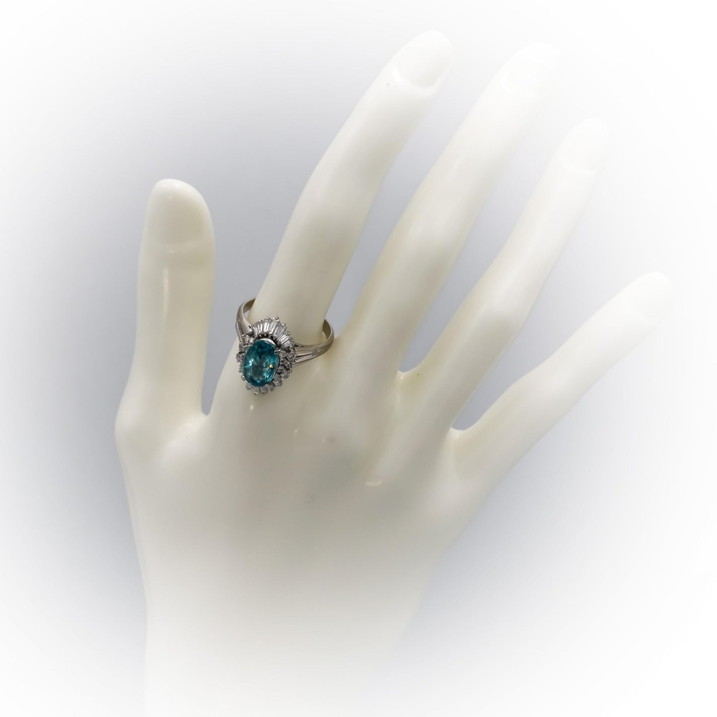 Platinum Diamond and Blue Zircon Cocktail Ring 4.91CT Size 8.25
