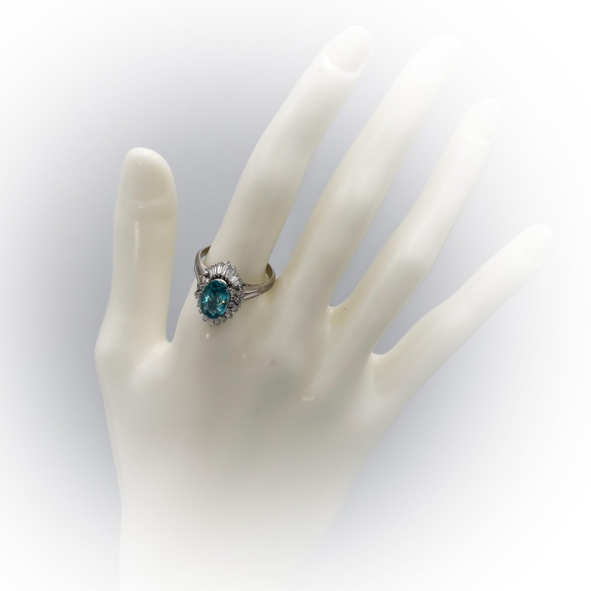 Platinum Diamond and Blue Zircon Cocktail Ring 4.91CT Size 8.25