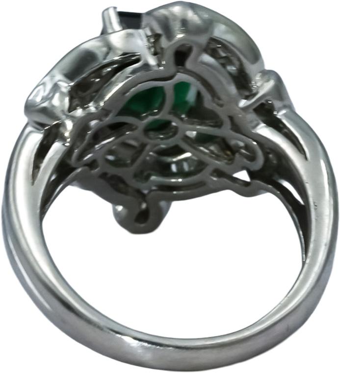 Platinum Diamond and Green Tourmaline Cocktail Ring 3.82CT Size 6