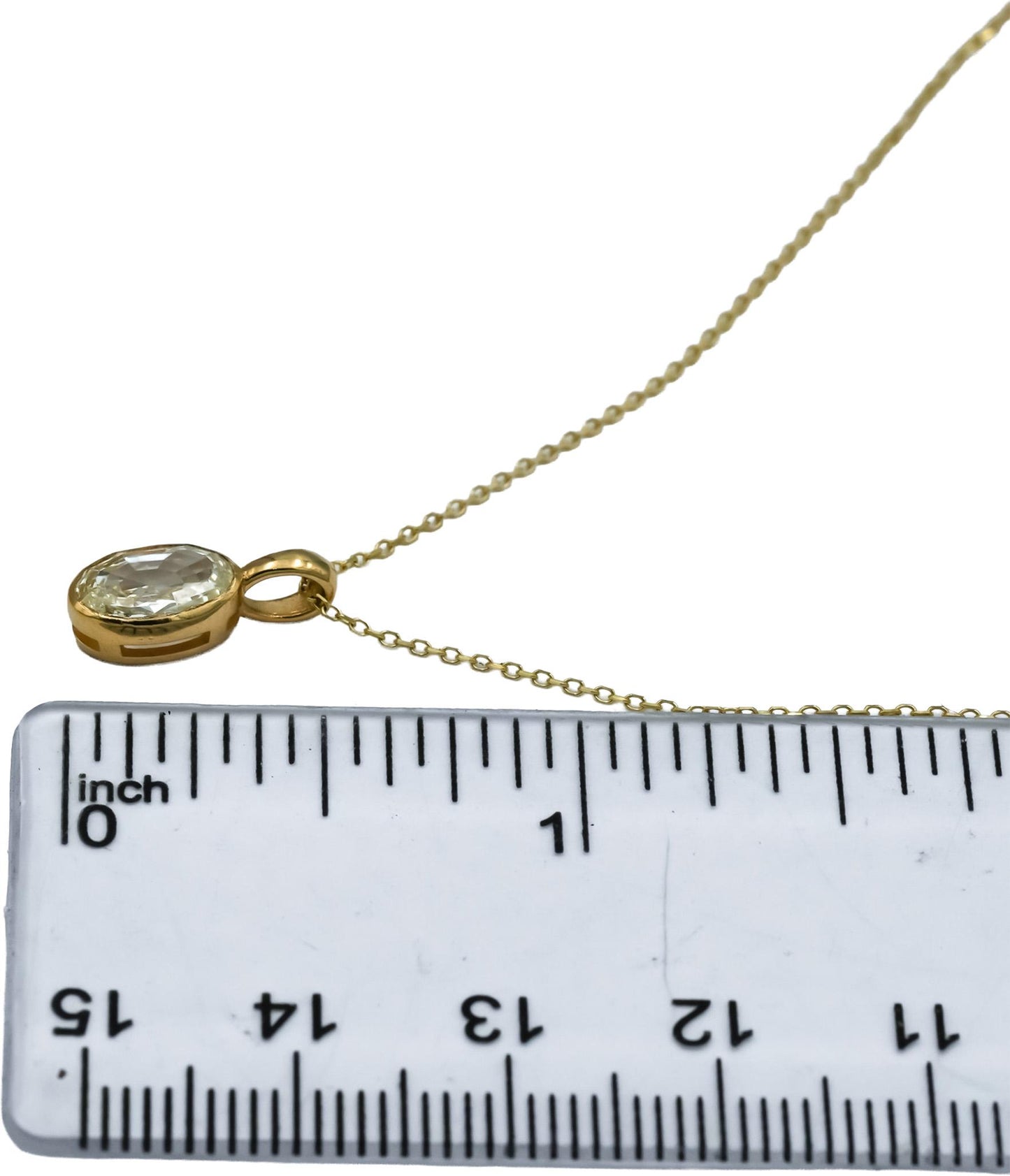 18k & 14k Yellow Gold VS Oval Step Cut Diamond Solitaire Pendant Necklace 0.92CT