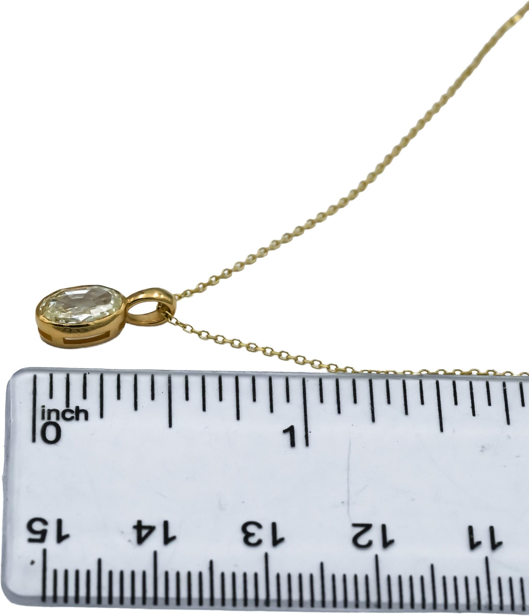 18k & 14k Yellow Gold VS Oval Step Cut Diamond Solitaire Pendant Necklace 0.92CT