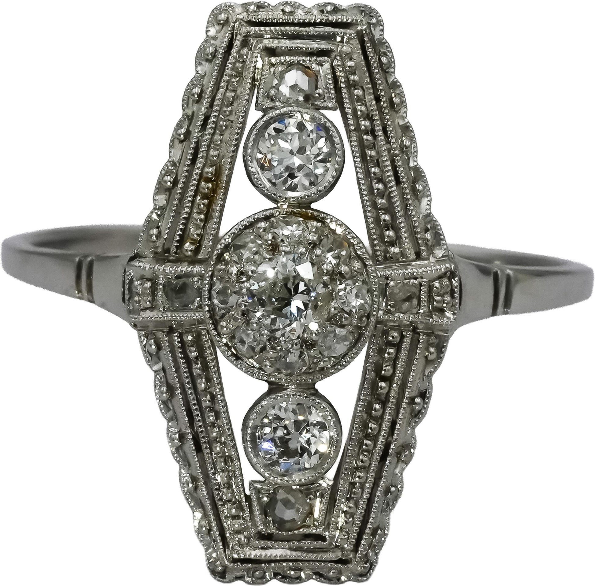 Vintage Antique 10k White Gold Diamond Dinner Ring 0.50CT Size 10.75