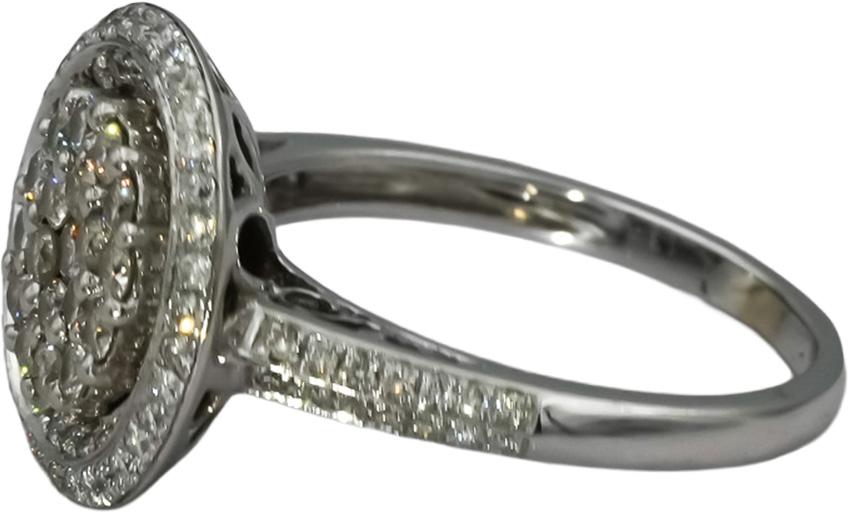 14k White Gold VS Round Diamond Cluster Cocktail Ring 1.0CT Size 8