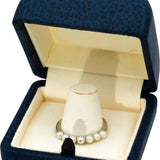 MIKIMOTO 18k White Gold 3.5mm Akoya Pearls Band Ring Size 9.5 w/ Box