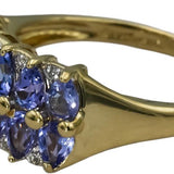14k Yellow Gold Pear Tanzanite Cocktail Ring 2.40CT Size 8.25 w/ Diamond Accents